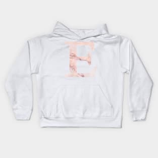 The Letter E Pink Marble Metallic Kids Hoodie